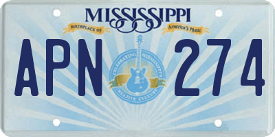 MS license plate APN274
