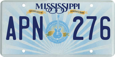 MS license plate APN276
