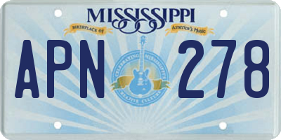 MS license plate APN278