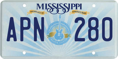 MS license plate APN280