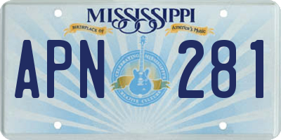 MS license plate APN281