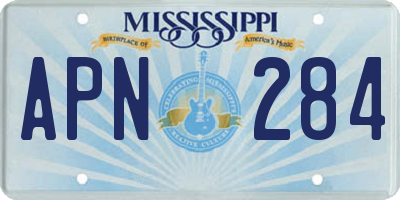MS license plate APN284