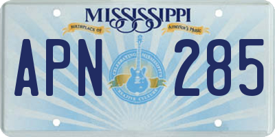 MS license plate APN285