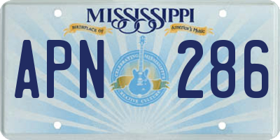 MS license plate APN286
