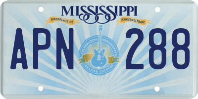 MS license plate APN288