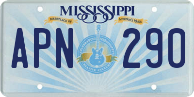 MS license plate APN290