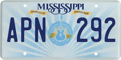 MS license plate APN292