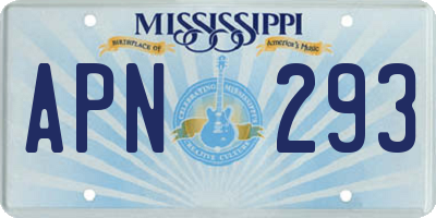 MS license plate APN293