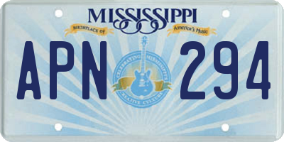 MS license plate APN294
