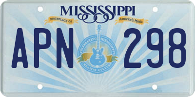 MS license plate APN298