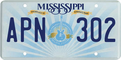 MS license plate APN302