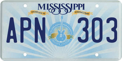 MS license plate APN303