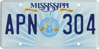 MS license plate APN304