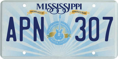 MS license plate APN307