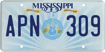 MS license plate APN309