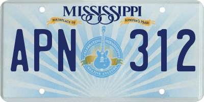 MS license plate APN312