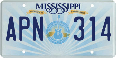 MS license plate APN314
