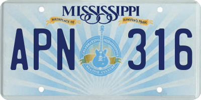 MS license plate APN316