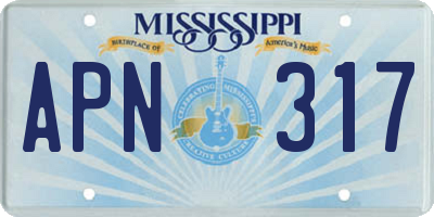 MS license plate APN317