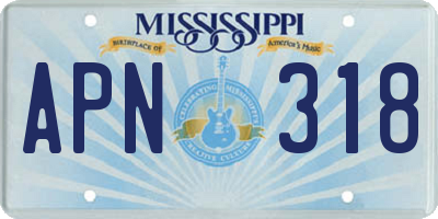 MS license plate APN318