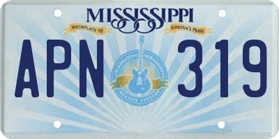 MS license plate APN319