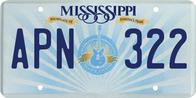 MS license plate APN322