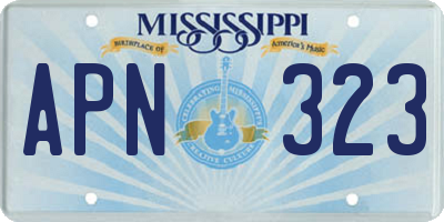 MS license plate APN323