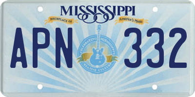 MS license plate APN332