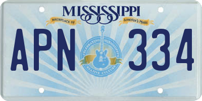 MS license plate APN334