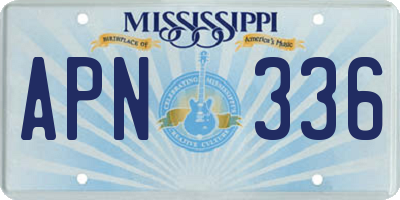 MS license plate APN336