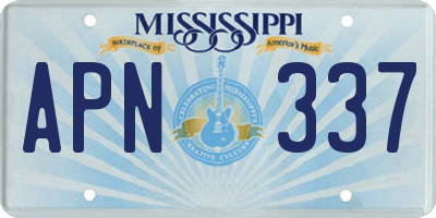 MS license plate APN337