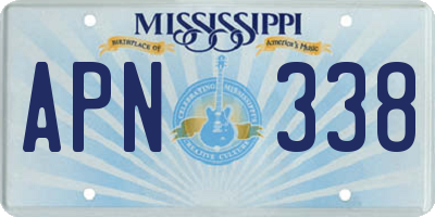 MS license plate APN338