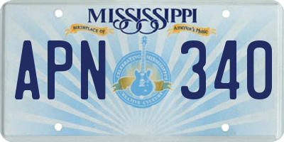MS license plate APN340