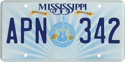 MS license plate APN342