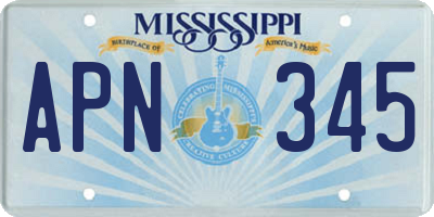 MS license plate APN345