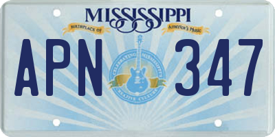 MS license plate APN347