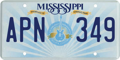MS license plate APN349