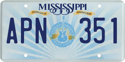 MS license plate APN351
