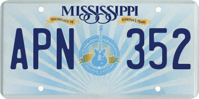 MS license plate APN352