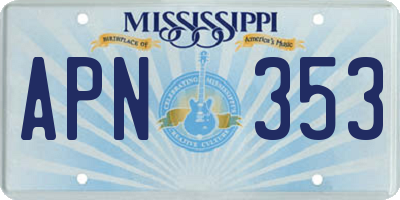 MS license plate APN353