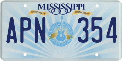 MS license plate APN354