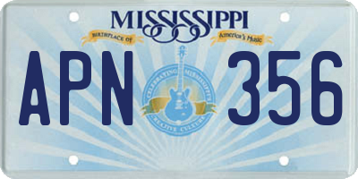 MS license plate APN356