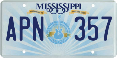 MS license plate APN357