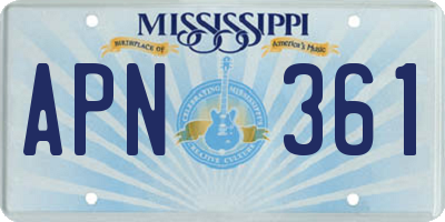 MS license plate APN361