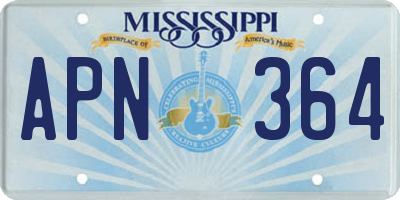 MS license plate APN364
