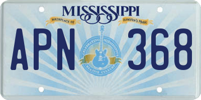MS license plate APN368