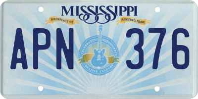 MS license plate APN376