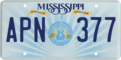 MS license plate APN377