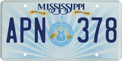 MS license plate APN378