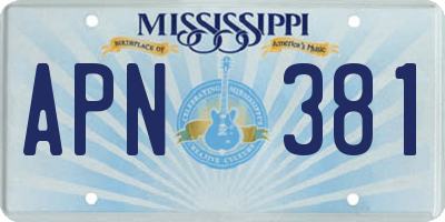 MS license plate APN381